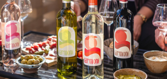 Gamme Larmoni IGP Atlantique – Rouge, Rosé, Blanc Sec et Blanc Moelleux sur table d’apéritif