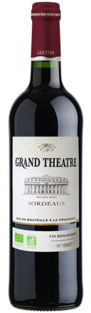 Bouteille de Grand Théâtre Bordeaux Rouge Bio AOP Bordeaux 75 cl sur fond neutre