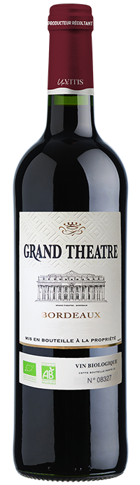 Bouteille de Grand Théâtre Bordeaux Rouge Bio AOP Bordeaux 75 cl sur fond neutre