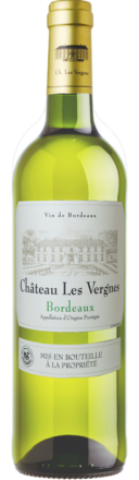 Bouteille de Château Les Vergnes Blanc AOP Bordeaux 75 cl sur fond neutre
