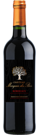 Bouteille de Château Marquis des Bois AOP Bordeaux rouge 75 cl sur fond neutre