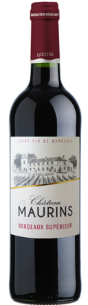 Bouteille Château Les Maurins AOP Bordeaux Supérieur Rouge 100% Merlot sur fond neutre