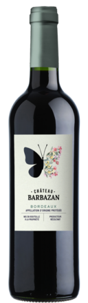 Bouteille de Château Barbazan AOP Bordeaux Rouge Bio 75 cl sur fond neutre