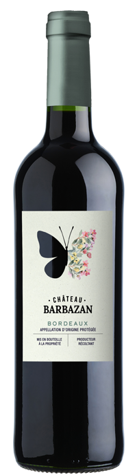 Bouteille de Château Barbazan AOP Bordeaux Rouge Bio 75 cl sur fond neutre