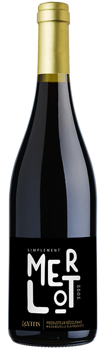 Bouteille de Simplement Merlot vin rouge monocépage 75 cl sur fond neutre
