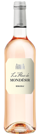 Bouteille de Fleur de Mondésir AOP Bergerac Rosé, vin rosé fruité à base de Merlot et Cabernet Franc.