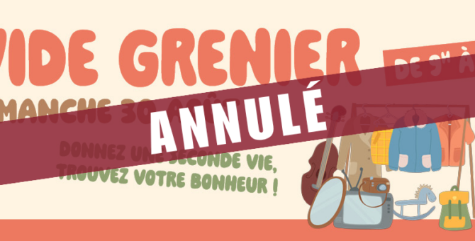 Vide grenier du 30 août 2026 aux Lèves et Thoumeyragues annulé.