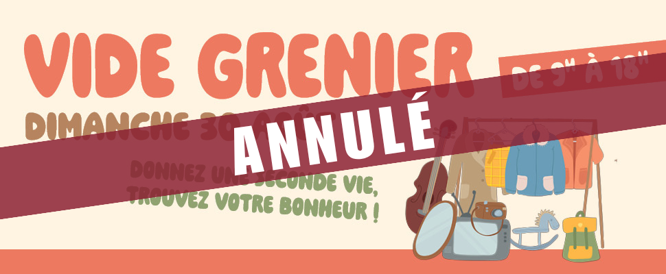 Vide grenier du 30 août 2026 aux Lèves et Thoumeyragues annulé.